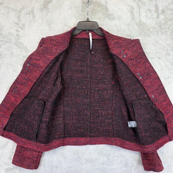 Cop Copine Jacket Womens Size 40 Red Wool Blend Rosaura Toggle Zip Pockets - Picture 11 of 13